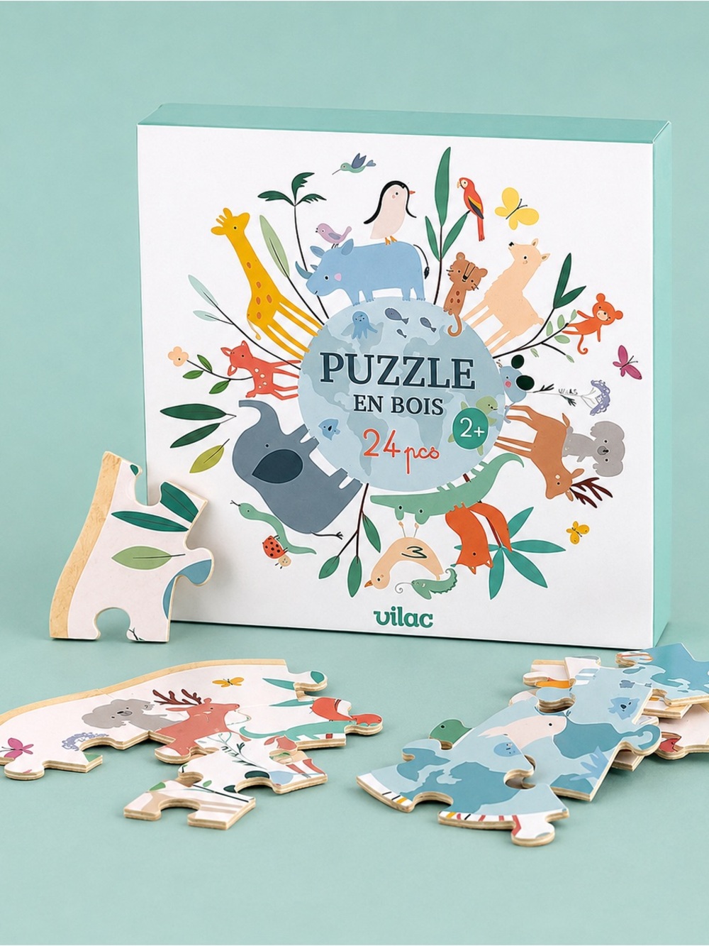 NWT VILAC TOYS Wooden Puzzle ANIMALS OF THE WORLD